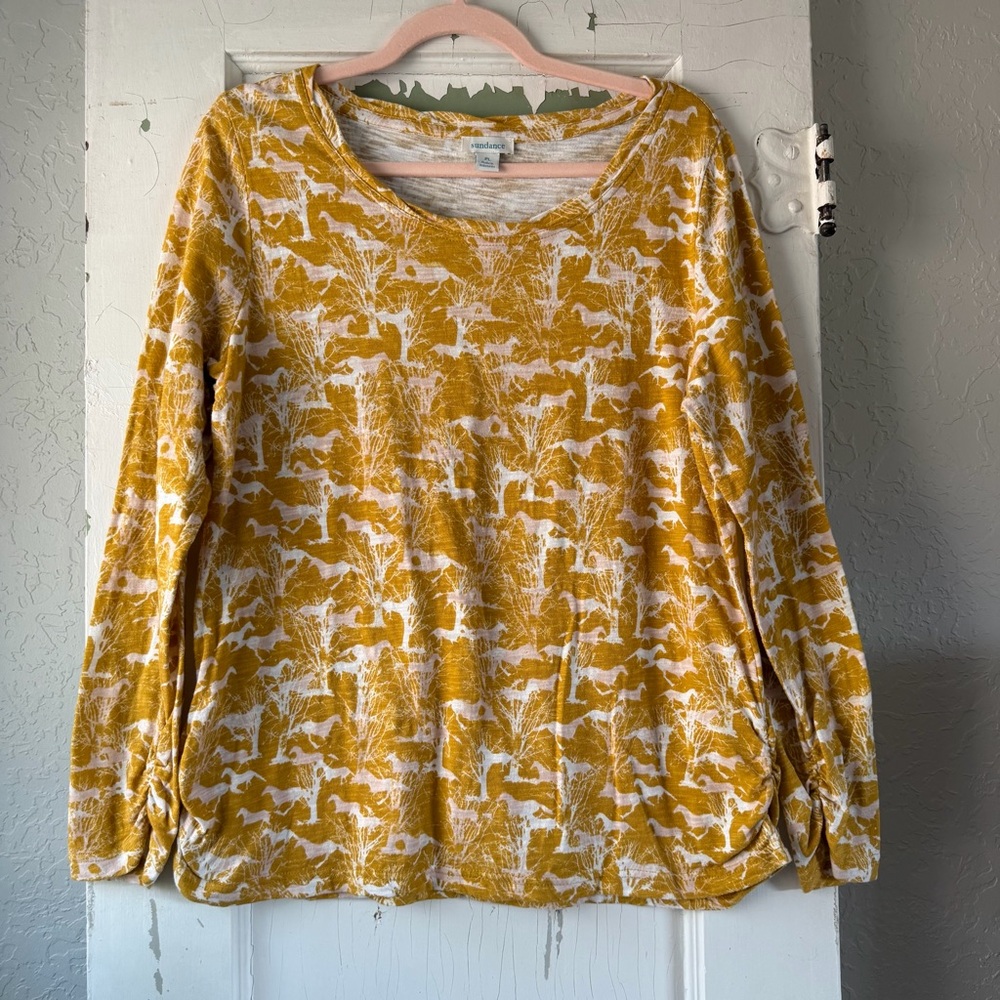 Sundance LP Yellow‎ Horse Tree Print Boho Top